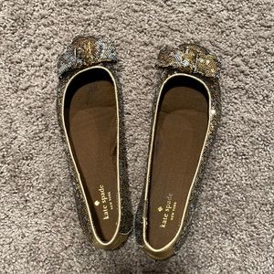 Kate Spade gold sequin slip ons